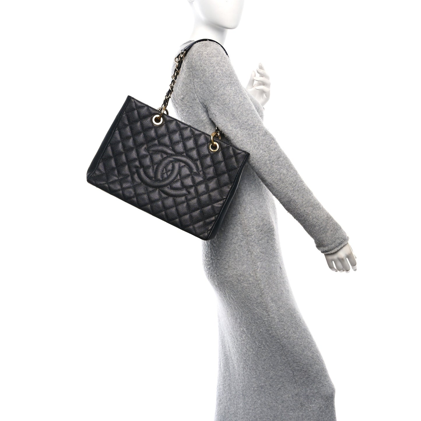 Caviar Quilted Grand Shopping Tote GST Black