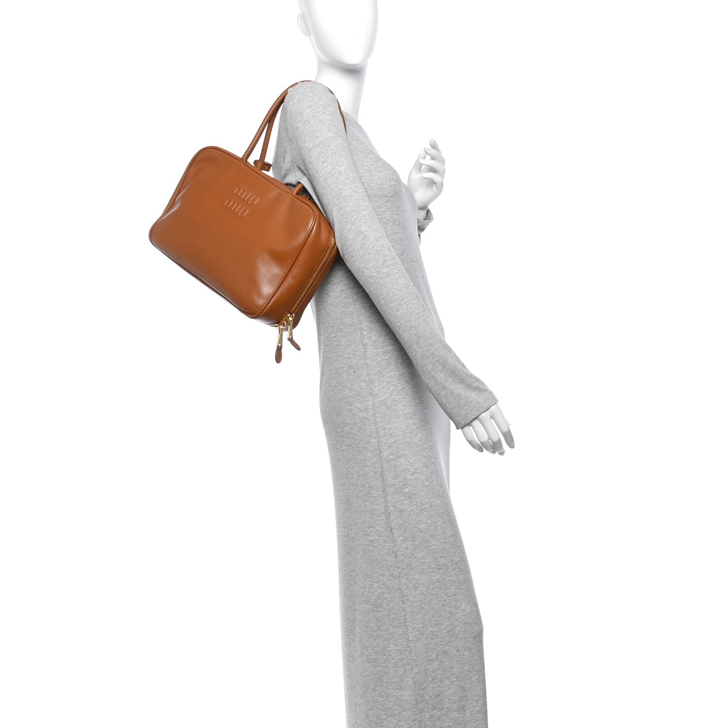 Miu Miu Soft Calf Softy Large Beau Top Handle Bag Cognac 2 of 9