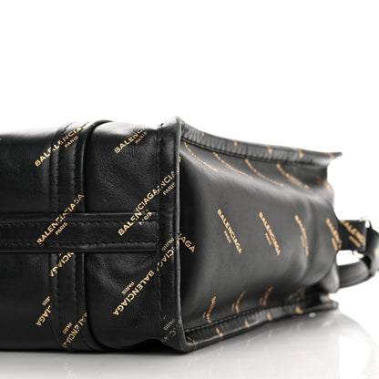 Balenciaga Calfskin Allover Logo XS Bazar Shopper Tote Black Gold 10 of 13