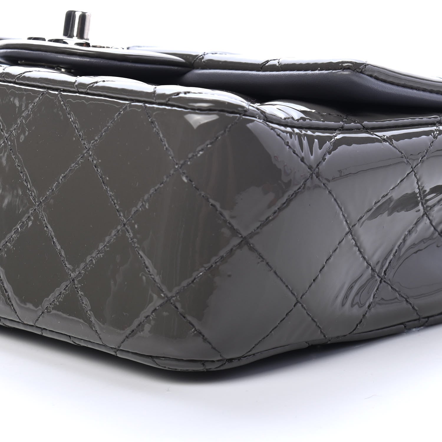 Chanel Patent Calfskin Quilted Mini Rectangular Flap Grey 9 of 9