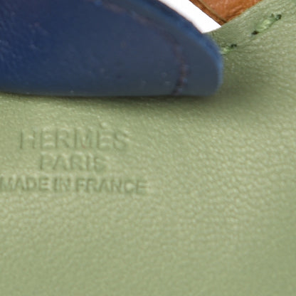 Hermes Milo Lambskin Grigri Rodeo Horse Bag Charm PM Vert Criquet Sesame Bleu de Malte 3 of 5