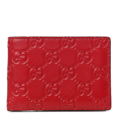 Gucci Guccissima Bi-Fold Wallet Red 1 of 9