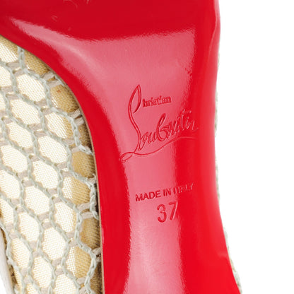 Christian Louboutin Fishnet Patent Guni 55 Spiked Pumps 37 White 6 of 7