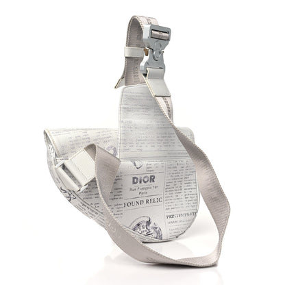 Christian Dior X DANIEL ARSHAM Grained Calfskin Newspaper Print Saddle Bag White 3 of 11