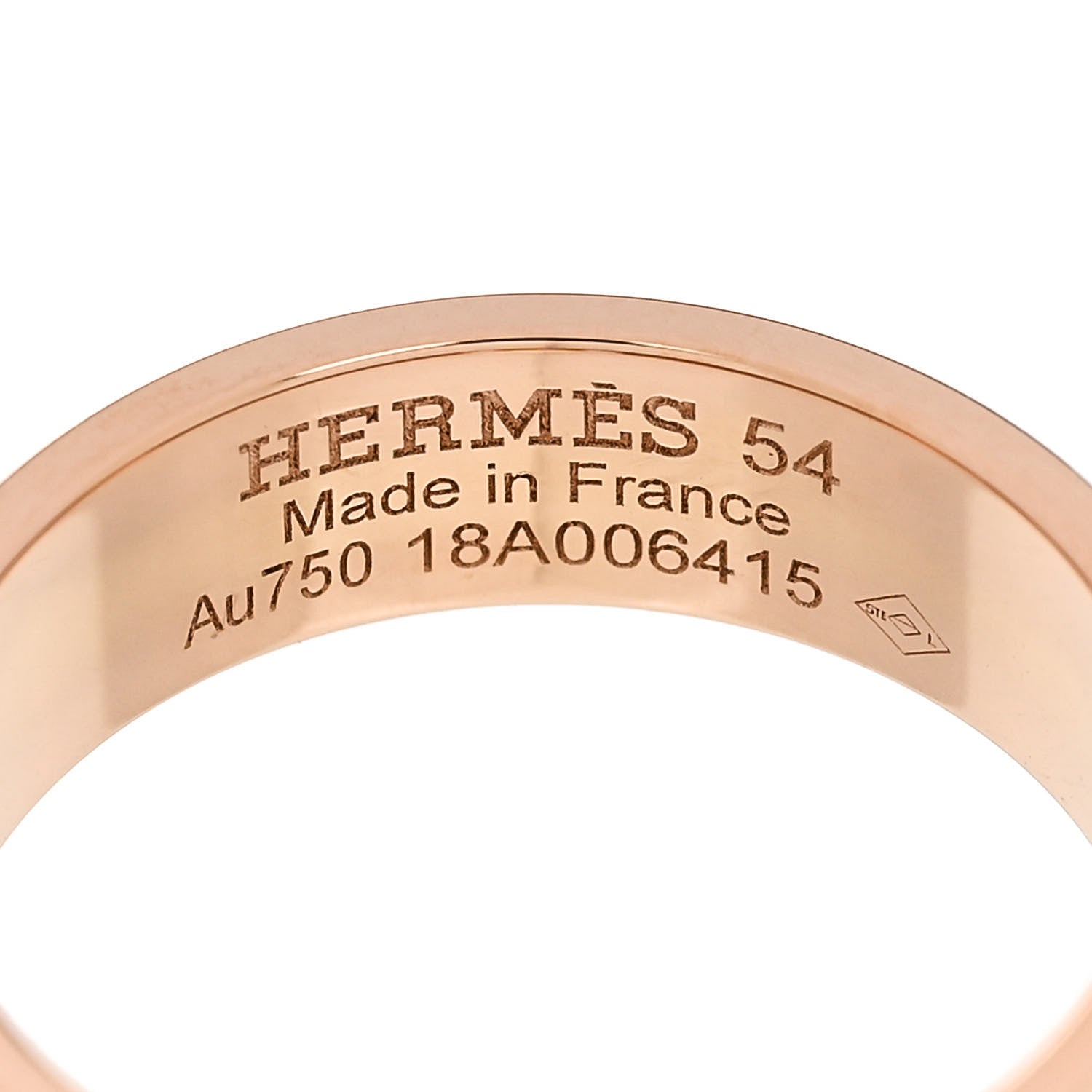 Hermes 18K Rose Gold Diamond PM H D'Ancre Ring 54 6.75 4 of 5