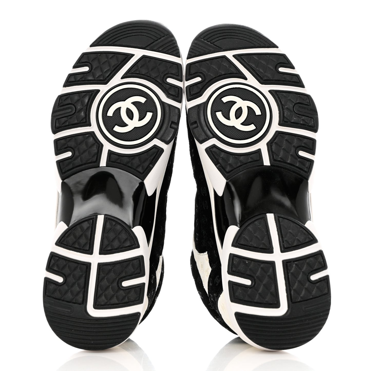 Nylon Suede Calfskin Printed CC Sneakers 39 White Black