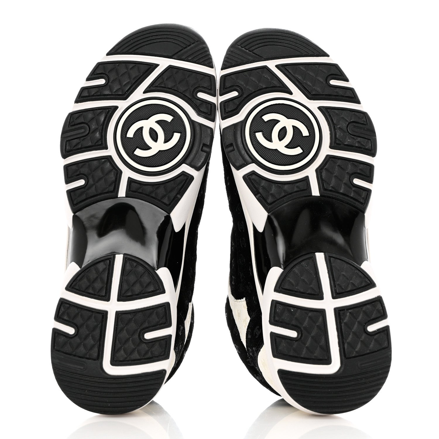 Chanel Nylon Suede Calfskin Printed CC Sneakers 39 White Black 5 of 9