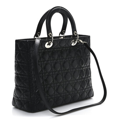 Christian Dior Lambskin Cannage Large Lady Dior Black 3 of 11