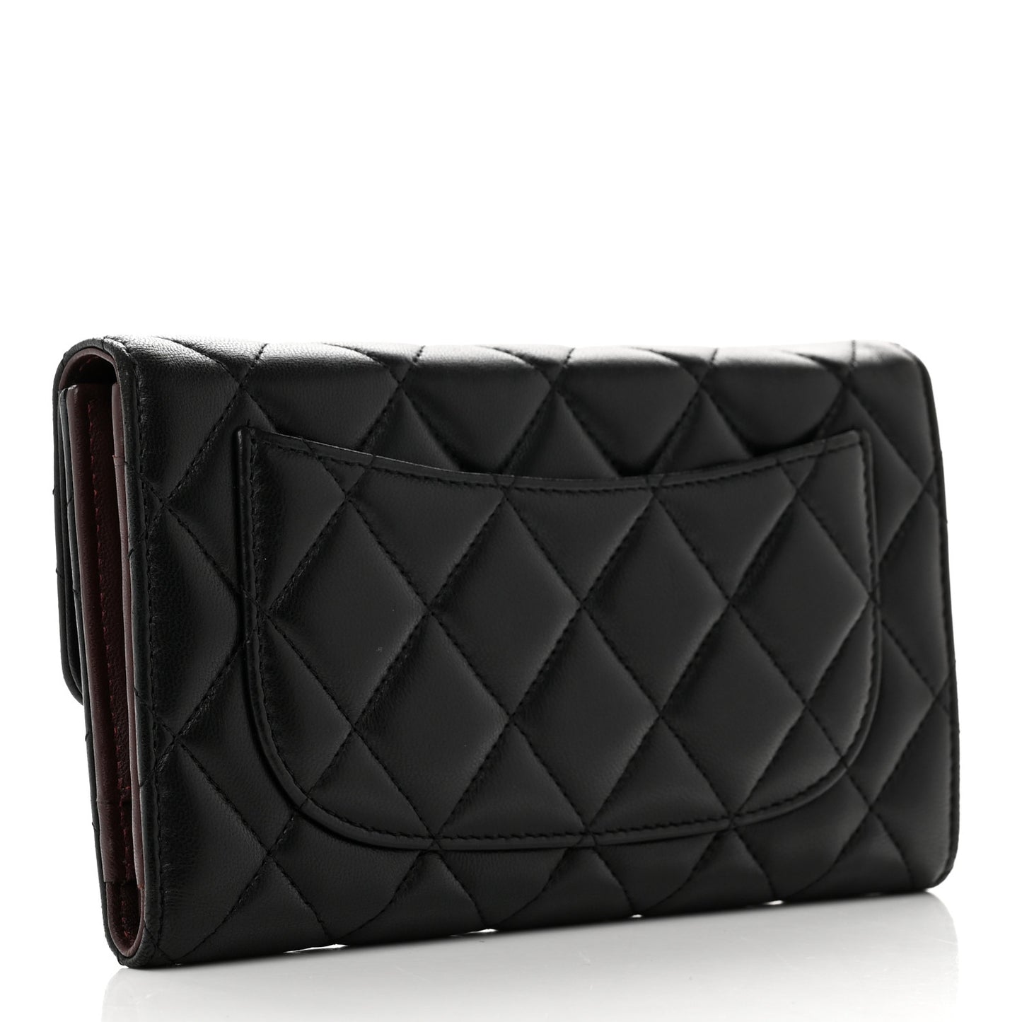 Lambskin Quilted Large Flap Wallet Black