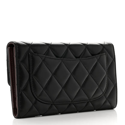 Chanel Lambskin Quilted Large Flap Wallet Black 3 of 9