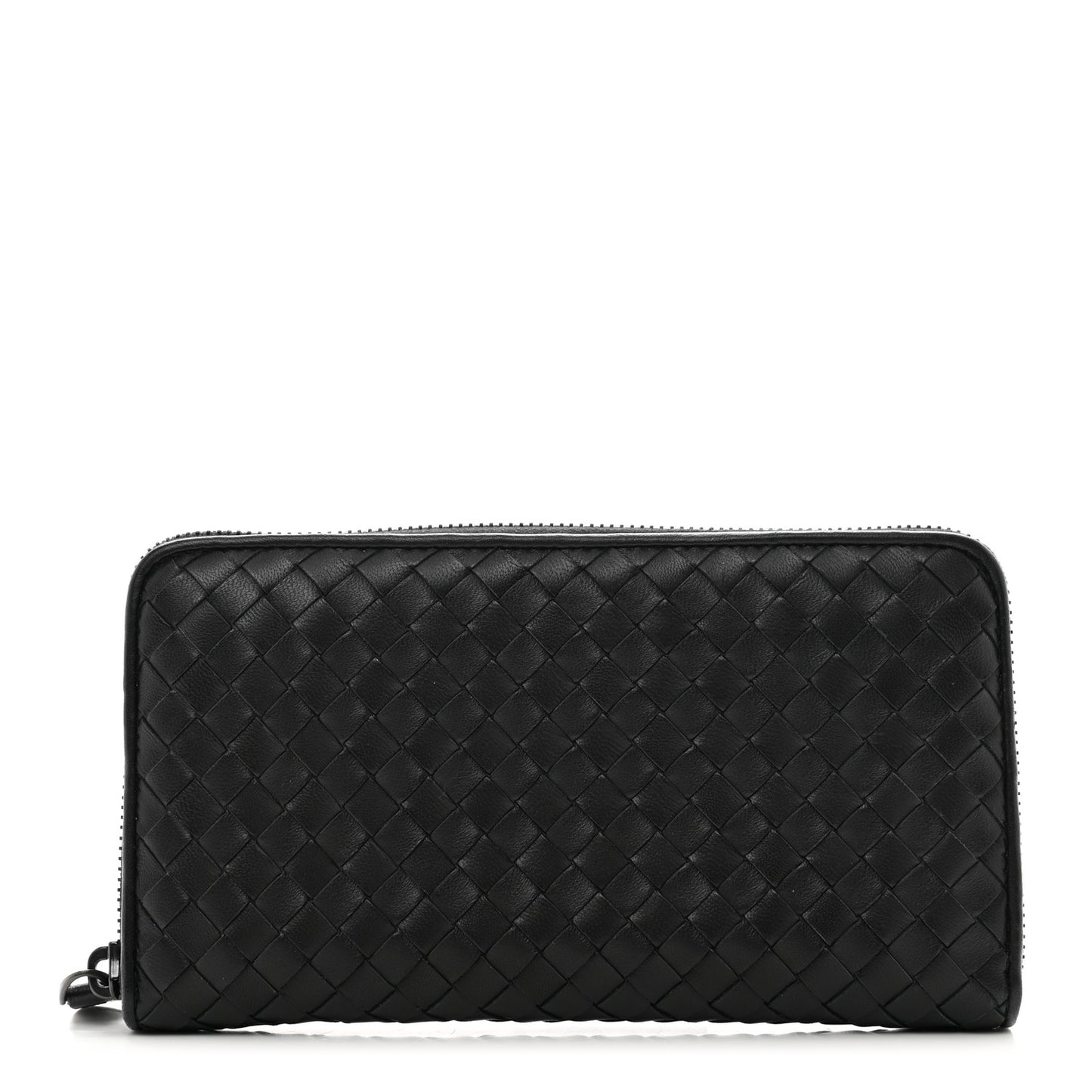 Nappa Intrecciato Zip Around Wallet Black