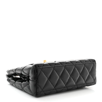Chanel Shiny Aged Calfskin Quilted Nano Kelly Shopper Black 4 of 11