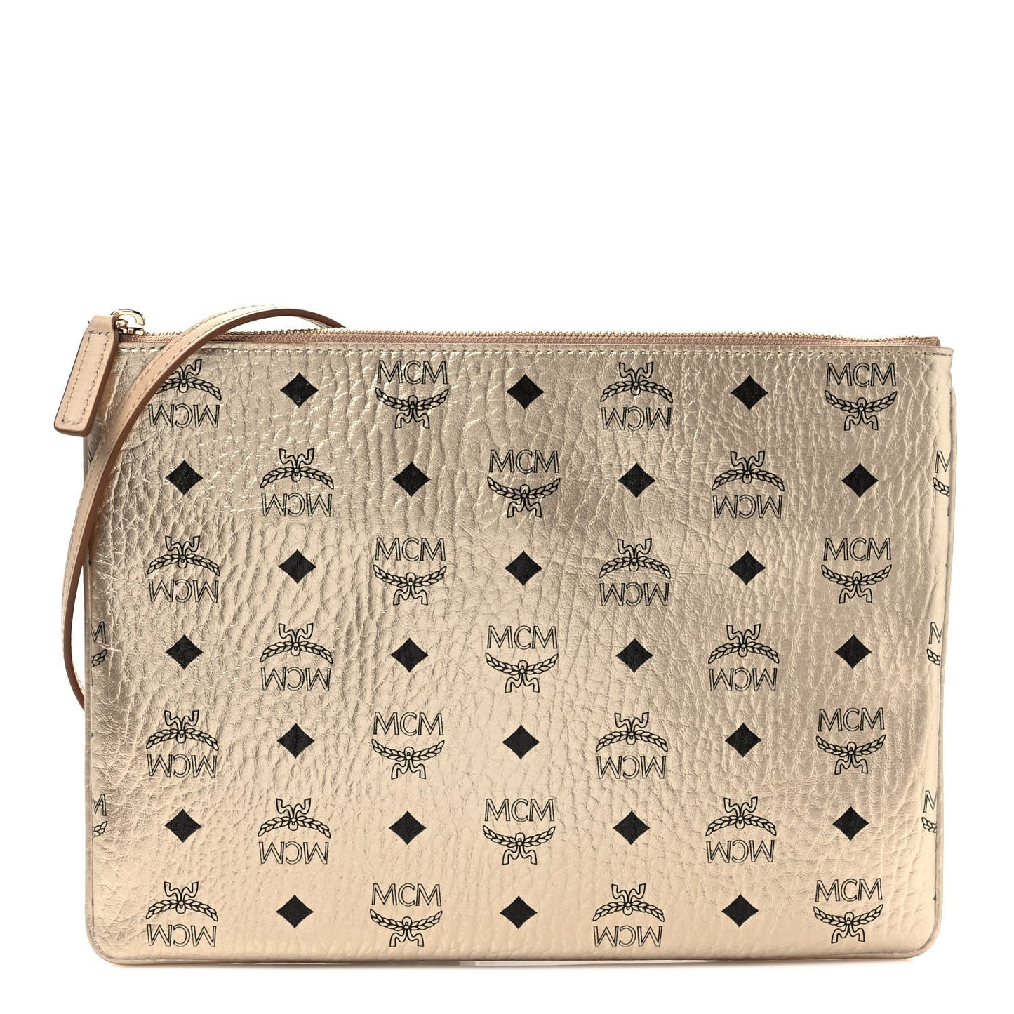 Metallic Visetos Medium Crossbody Pouch Berline Gold