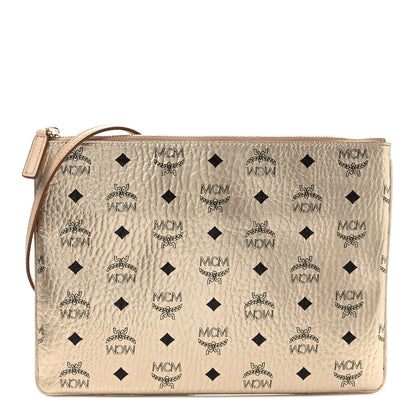 MCM Metallic Visetos Medium Crossbody Pouch Berline Gold 1 of 9