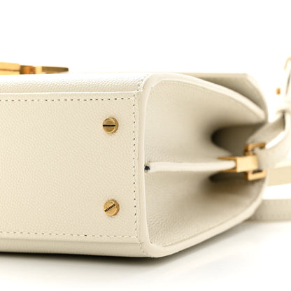 Saint Laurent Grain de Poudre Mini Classic Monogram Cassandra Top Handle Crema Soft 9 of 10
