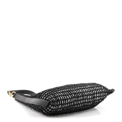 Saint Laurent Raffia Calfskin Oxalis Shoulder Bag Black 4 of 10