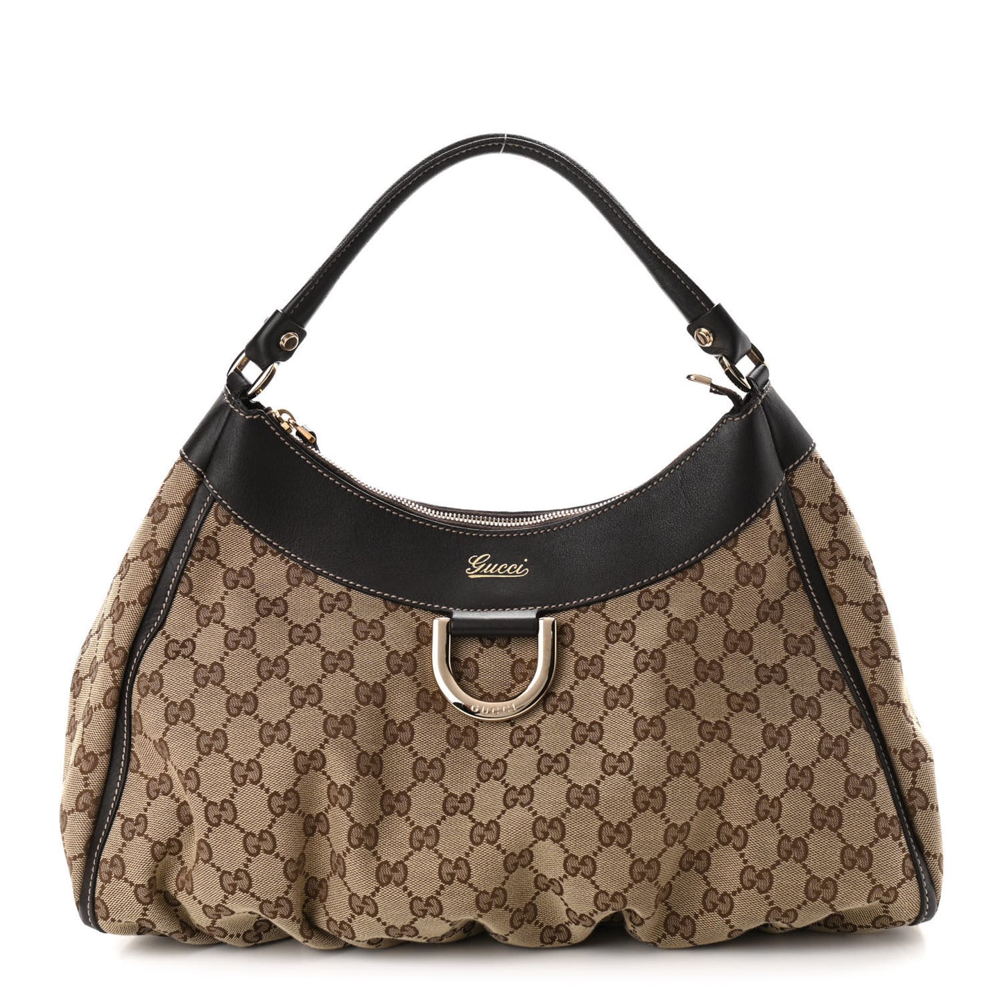 Monogram Large D Gold Hobo Dark Brown