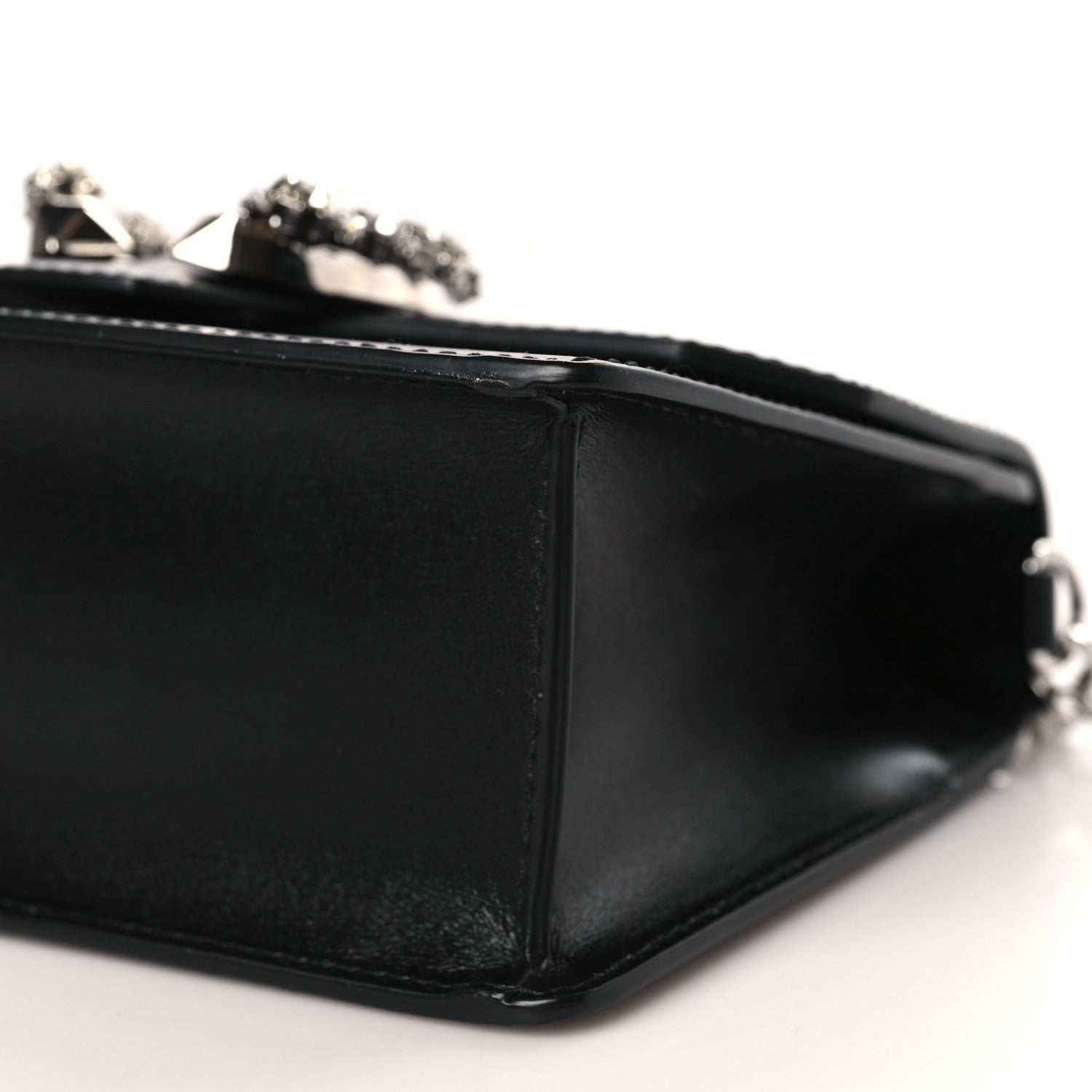Jimmy Choo Grainy Calfskin Crystal Embellished Madeline Crossbody Bag Black 8 of 8