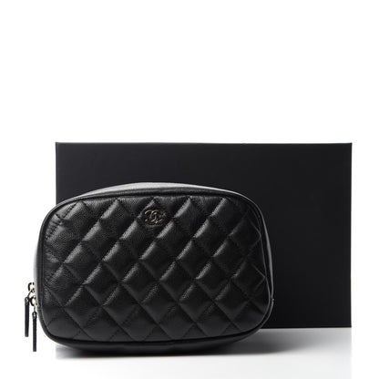 Chanel Caviar Quilted Curvy Pouch Cosmetic Case Black 9 of 9