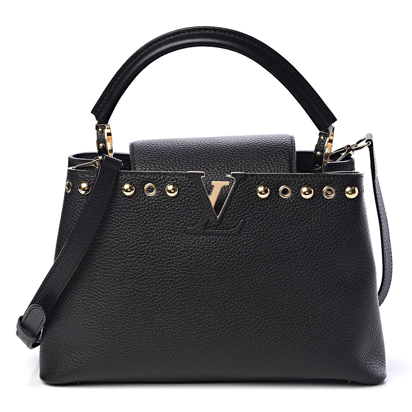 Taurillon Studded Capucines PM Black