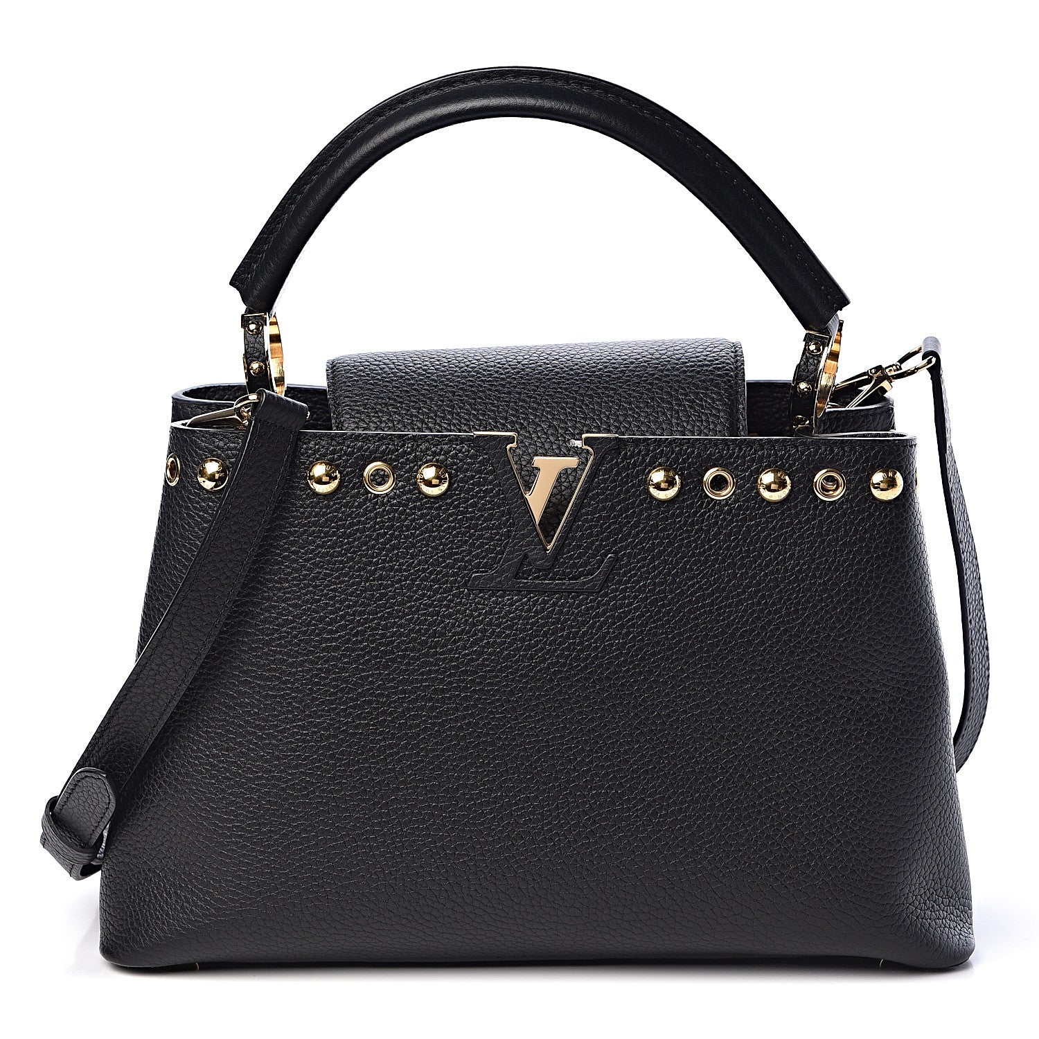 Louis Vuitton Taurillon Studded Capucines PM Black 1 of 11