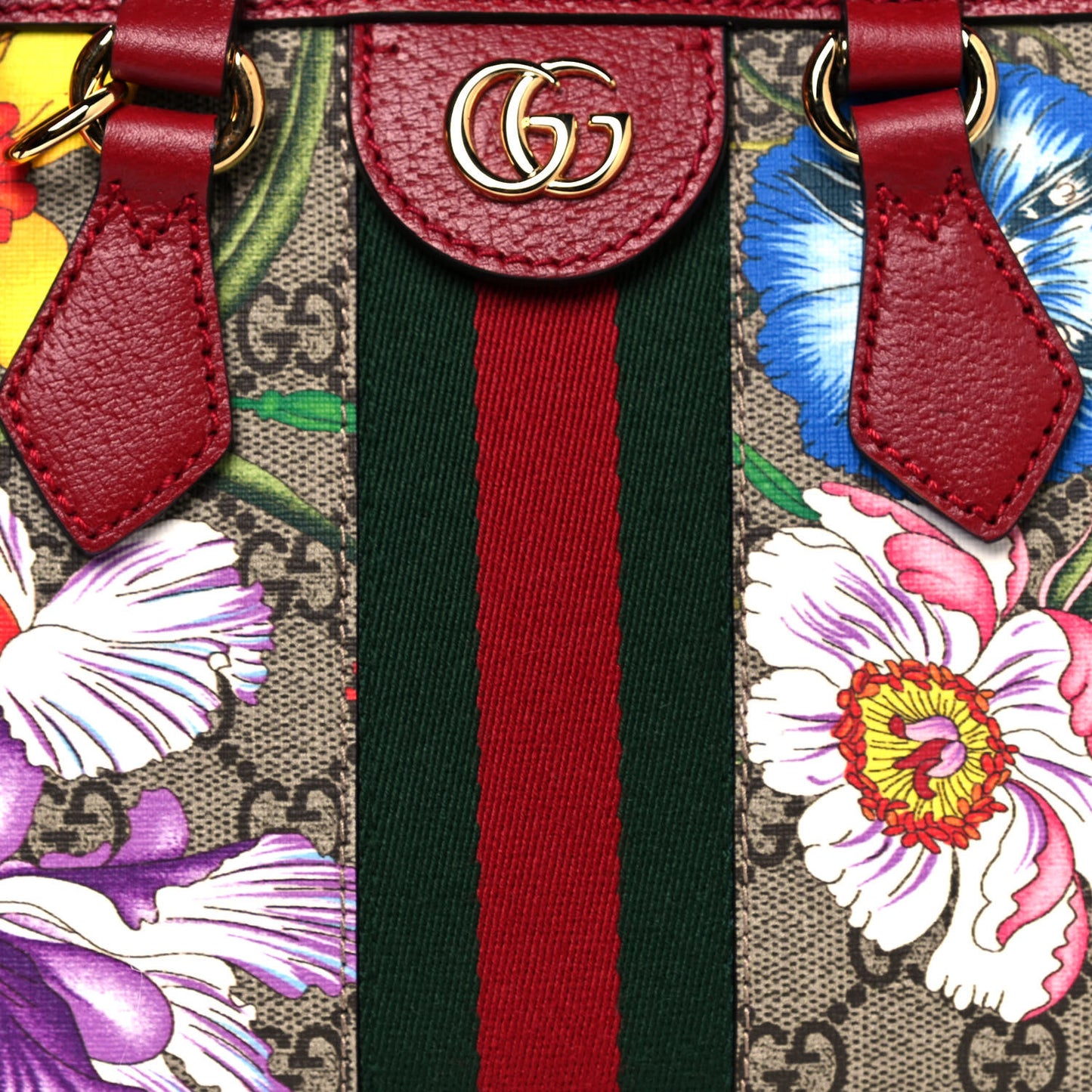 GG Supreme Monogram Flora Web Small Ophidia Tote Bag Red