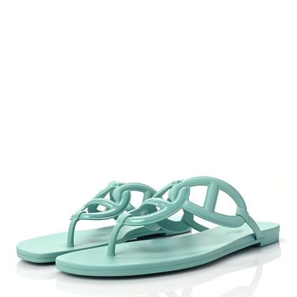 Hermes Rubber Womens Egerie Sandals 41 Vert Embrun 3 of 9