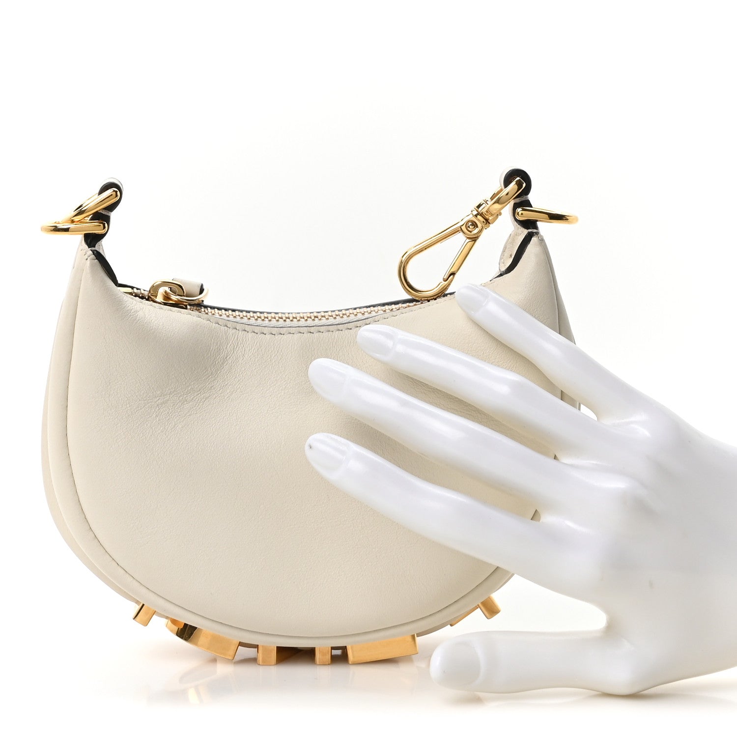 Fendi Vitello Grace Matte Nano Fendigraphy Hobo Charm White Ice 2 of 10