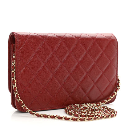 Chanel Caviar Quilted Golden Class Wallet On Chain WOC Red 3 of 12
