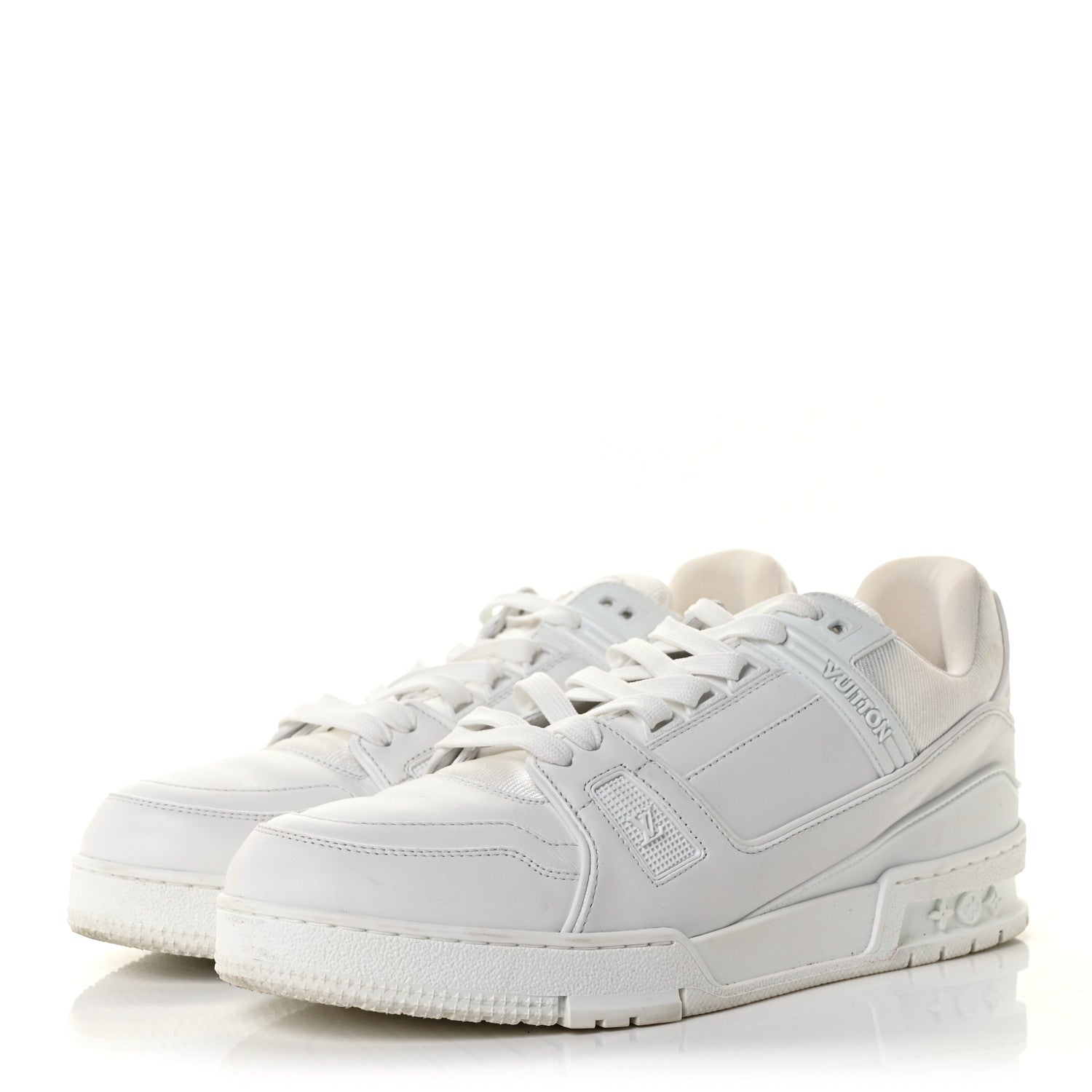 Louis Vuitton Calfskin Mens LV Trainer Sneakers 8.5 White 3 of 9