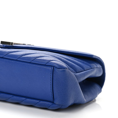 Saint Laurent Sheepskin Matelasse Chevron Monogram Medium College Bag Royal Blue 8 of 10