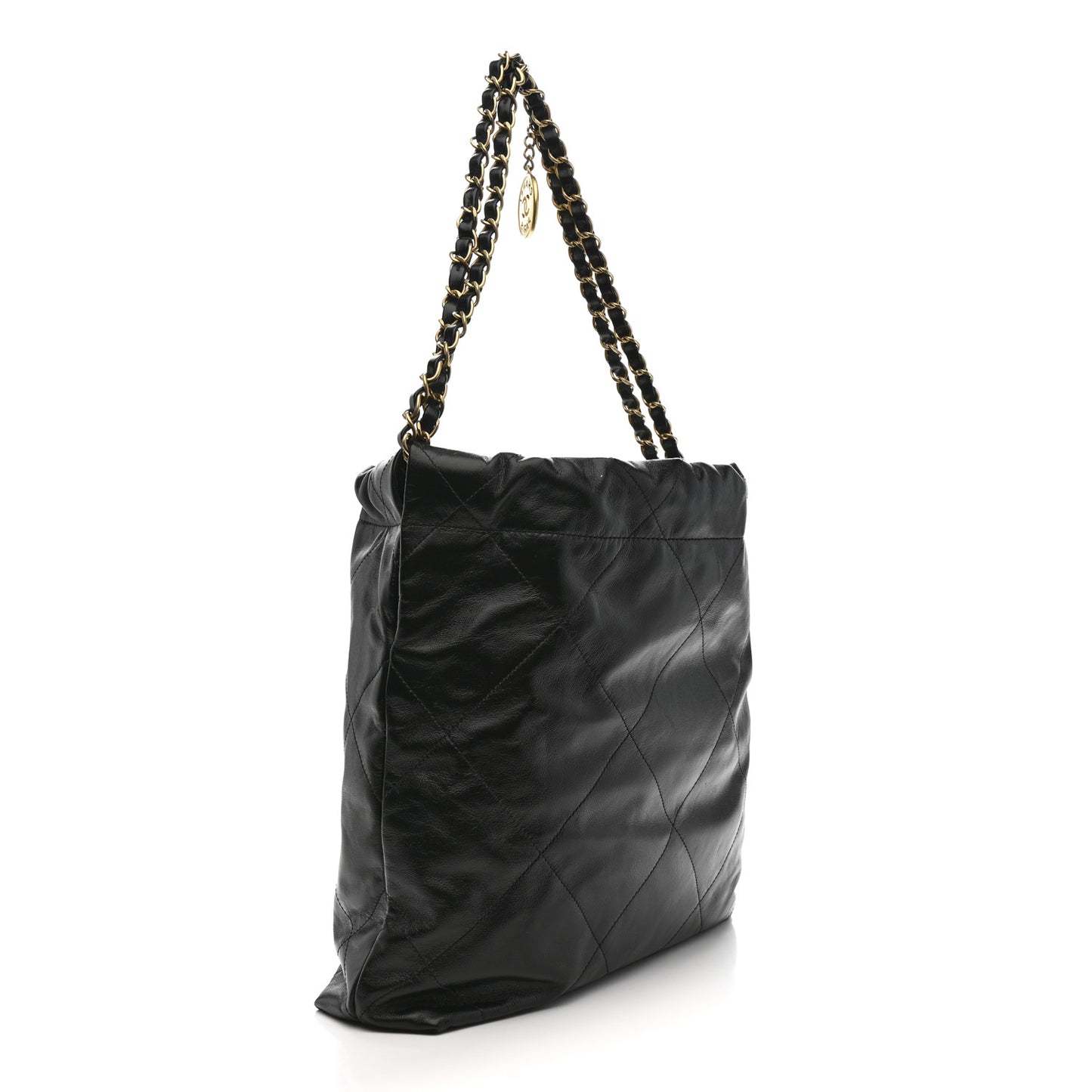 Shiny Calfskin Quilted Small Chanel 22 Black