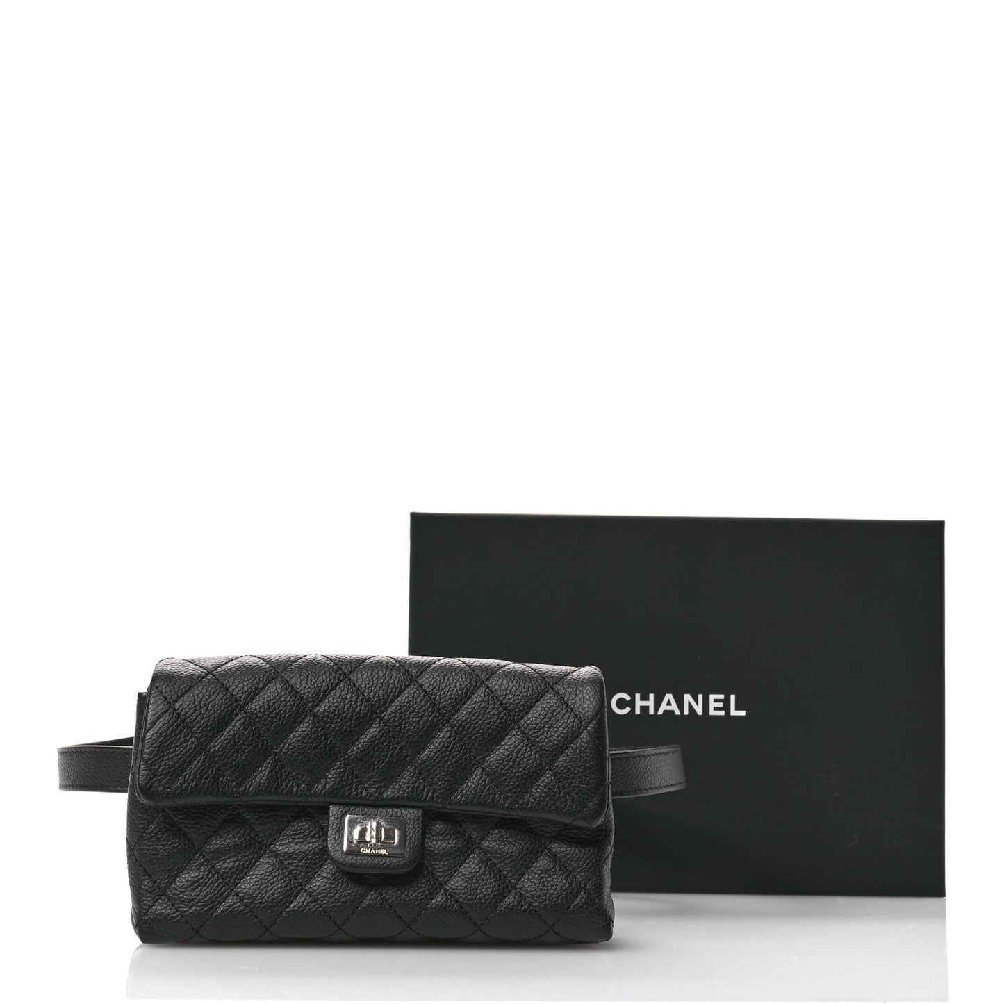 Grained Calfskin Quilted 2.55 Reissue Flap Belt Bag Clutch  Black