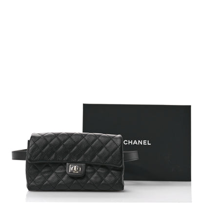 Chanel Grained Calfskin Quilted 2.55 Reissue Flap Belt Bag Clutch  Black 12 of 12