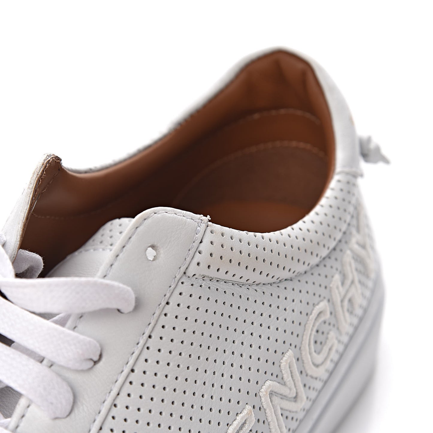 Calfskin Perforated Womens Urban Street Sneakers 37.5 White