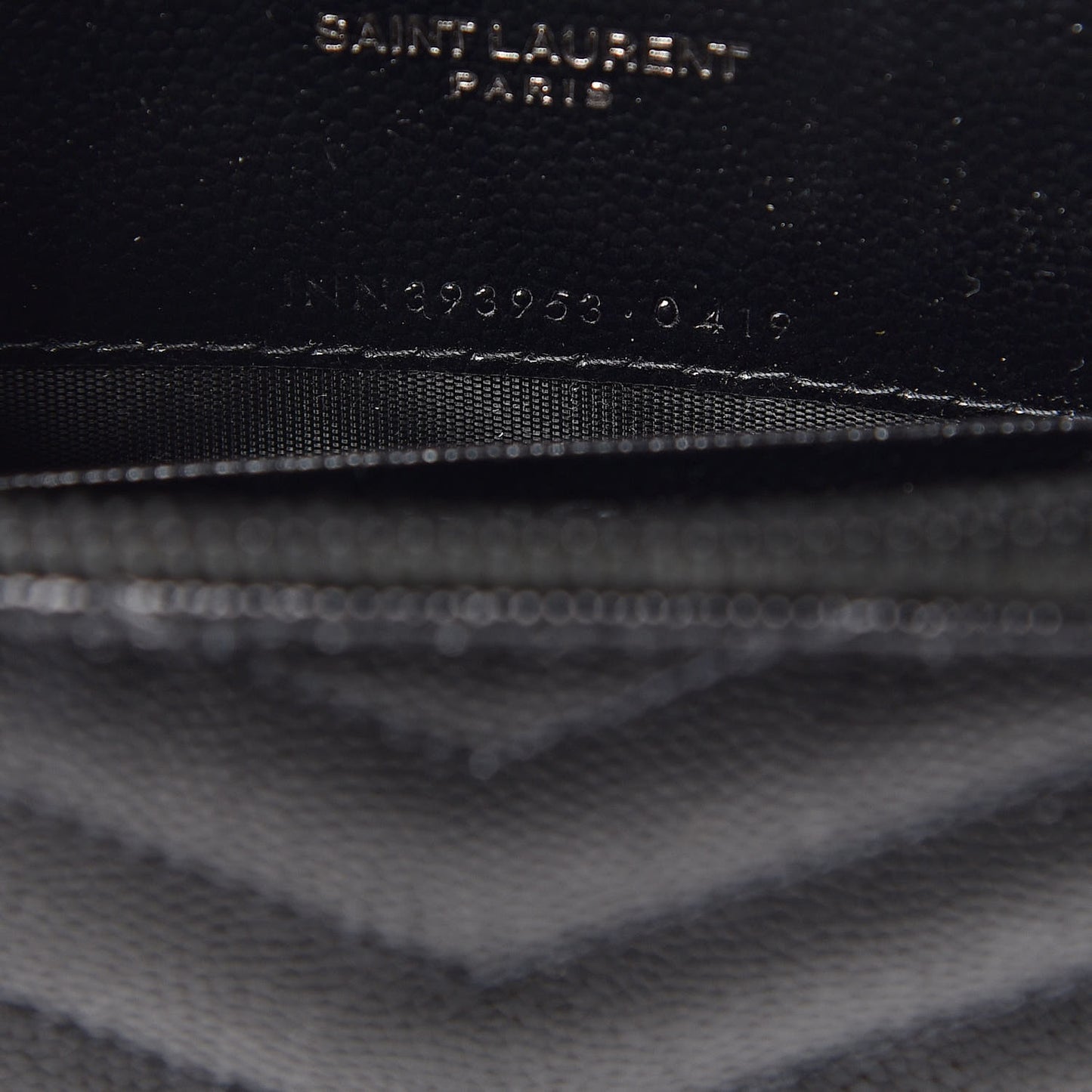 Grain De Poudre Matelasse Chevron Monogram Envelope Chain Wallet Black