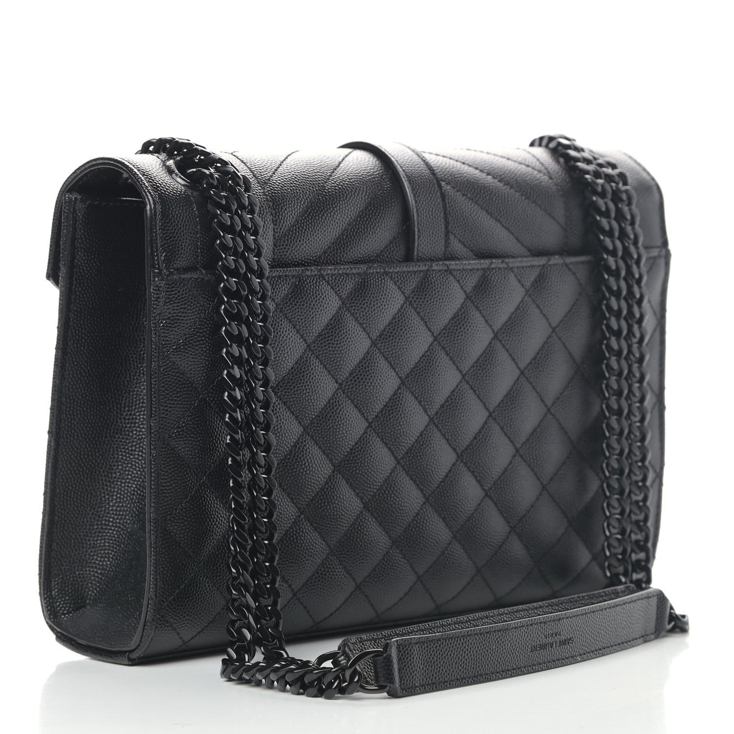Grain De Poudre Textured Mixed Matelasse Triquilt Medium Monogram Satchel Black