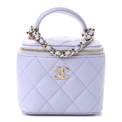 Chanel Lambskin Quilted Top Handle Mini Vanity Case With Chain Light Purple 1 of 9