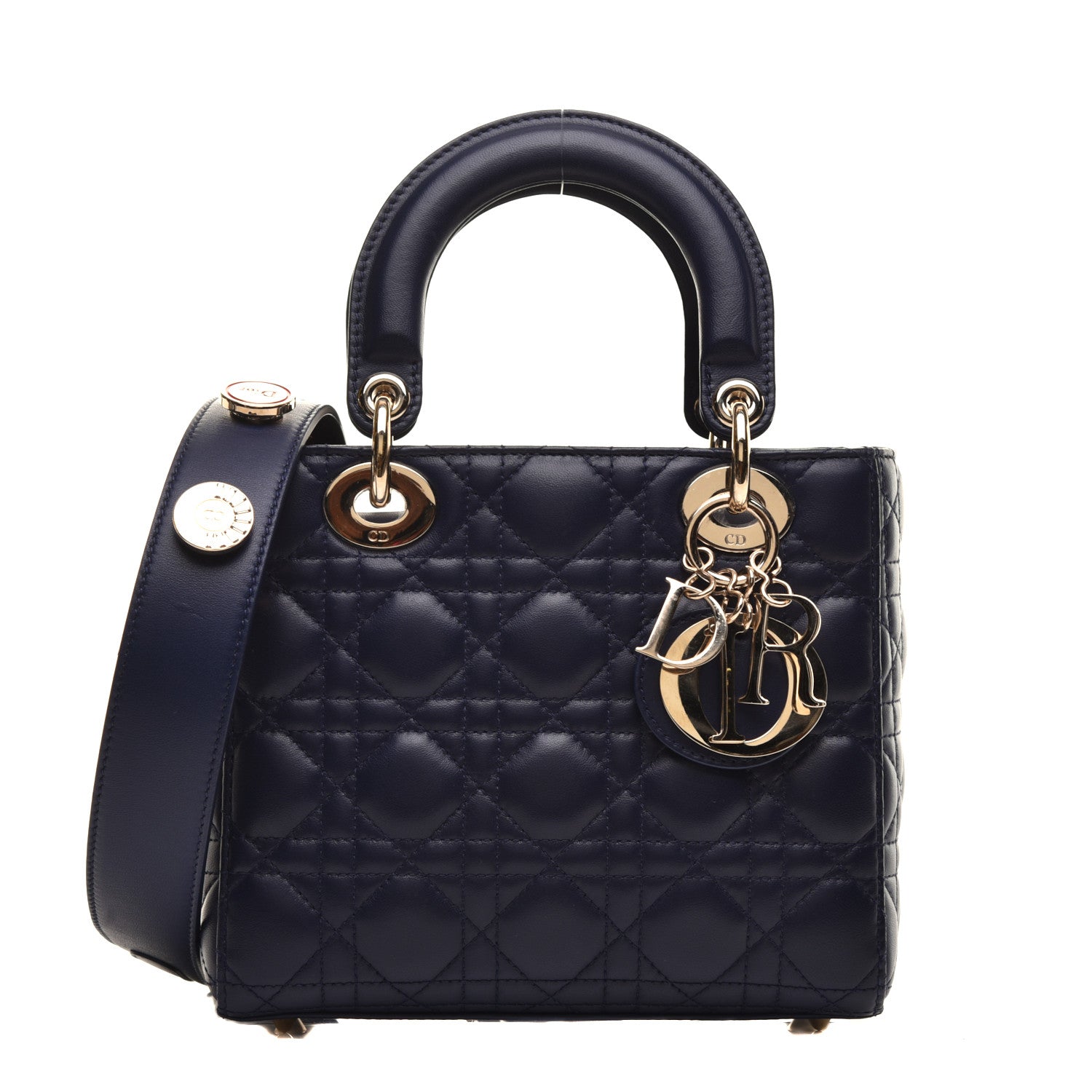 Christian Dior Lambskin Cannage Small Lucky Badges My Lady Dior Navy 1 of 8