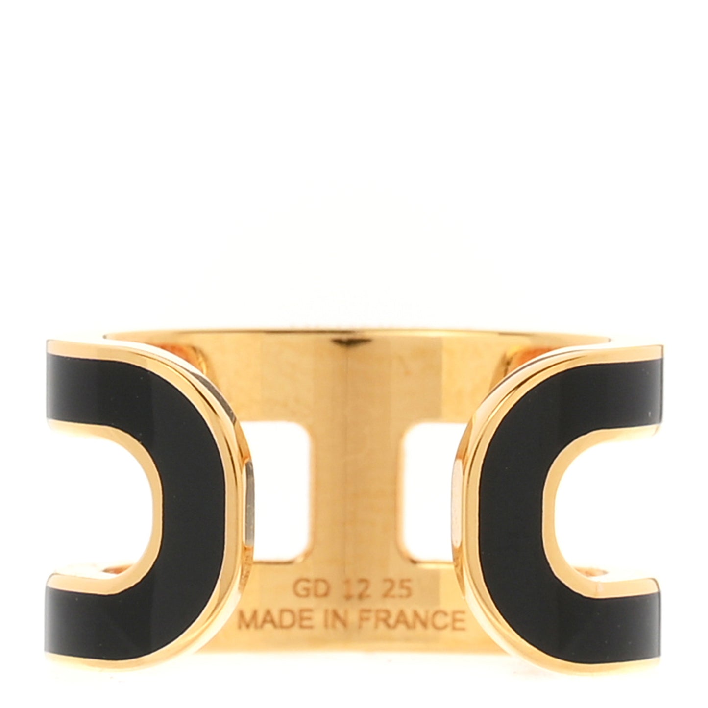 Gold Lacquered Pop H Ear Cuff Black