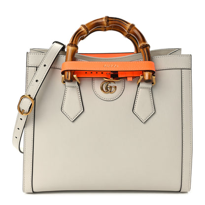 Gucci Wonka Grain Calfskin Small Diana Tote Bag Mystic White Orange Fluo 1 of 9