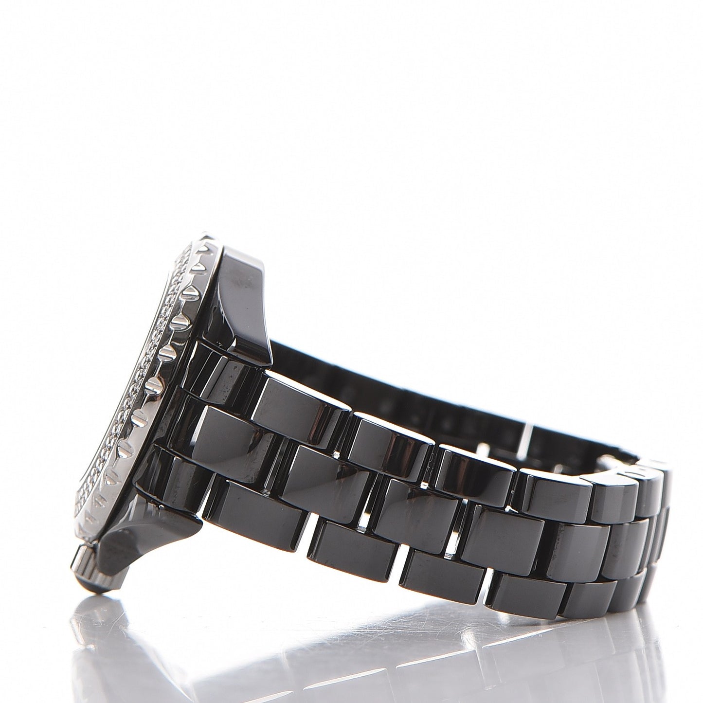 Stainless Steel Ceramic Diamond Pave Bezel 33mm J12 Quartz Watch Black