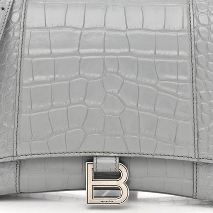 Balenciaga Shiny Calfskin Crocodile Embossed Medium Hourglass Top Handle Bag Balenciaga Grey 10 of 18