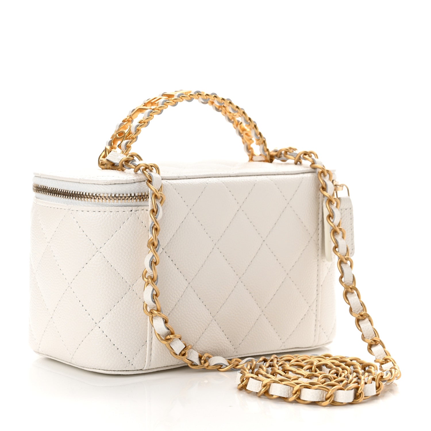 Chanel Shiny Caviar Quilted Pick Me Up Vanity Case White 3 of 11