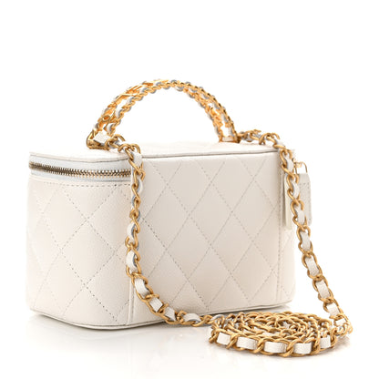 Chanel Shiny Caviar Quilted Pick Me Up Vanity Case White 3 of 11