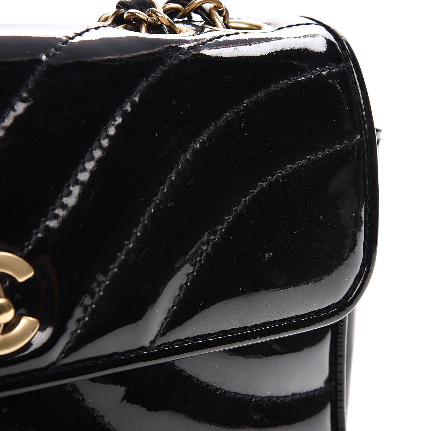Chanel Patent Small Chevron Single Flap Black 9 of 10