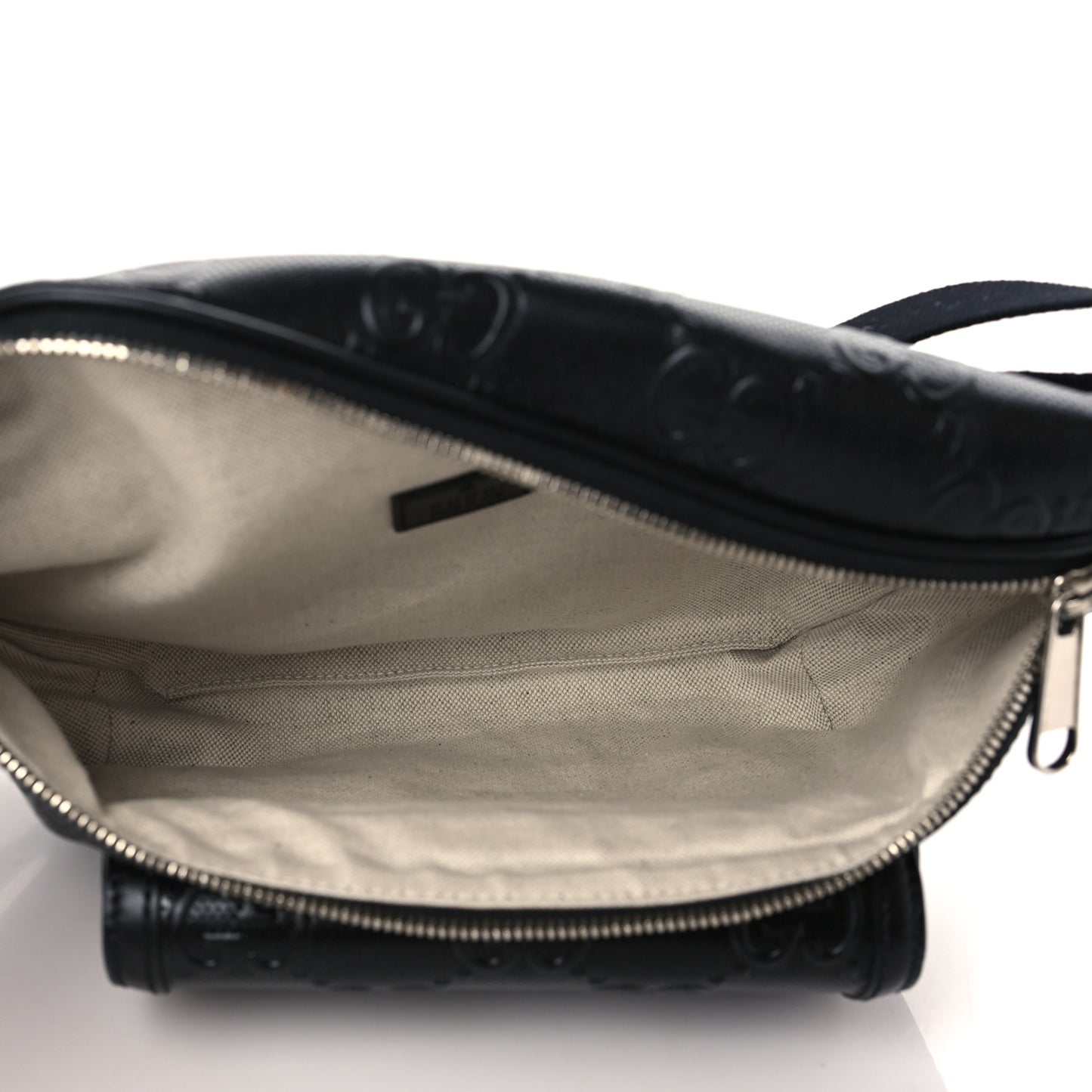 Calfskin GG Tennis Embossed Pocket Belt Bag Black