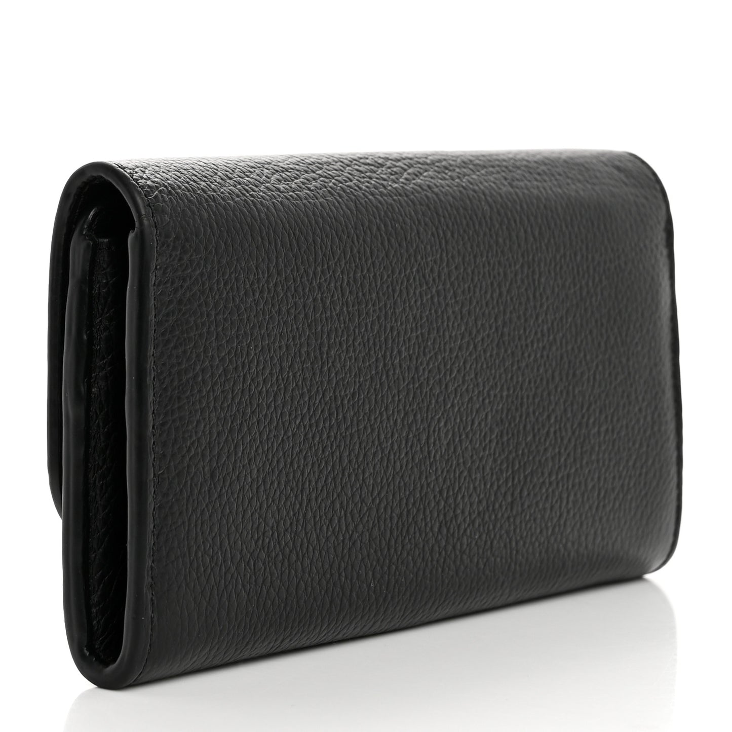 Calfskin Marcie Continental Flap Wallet Black