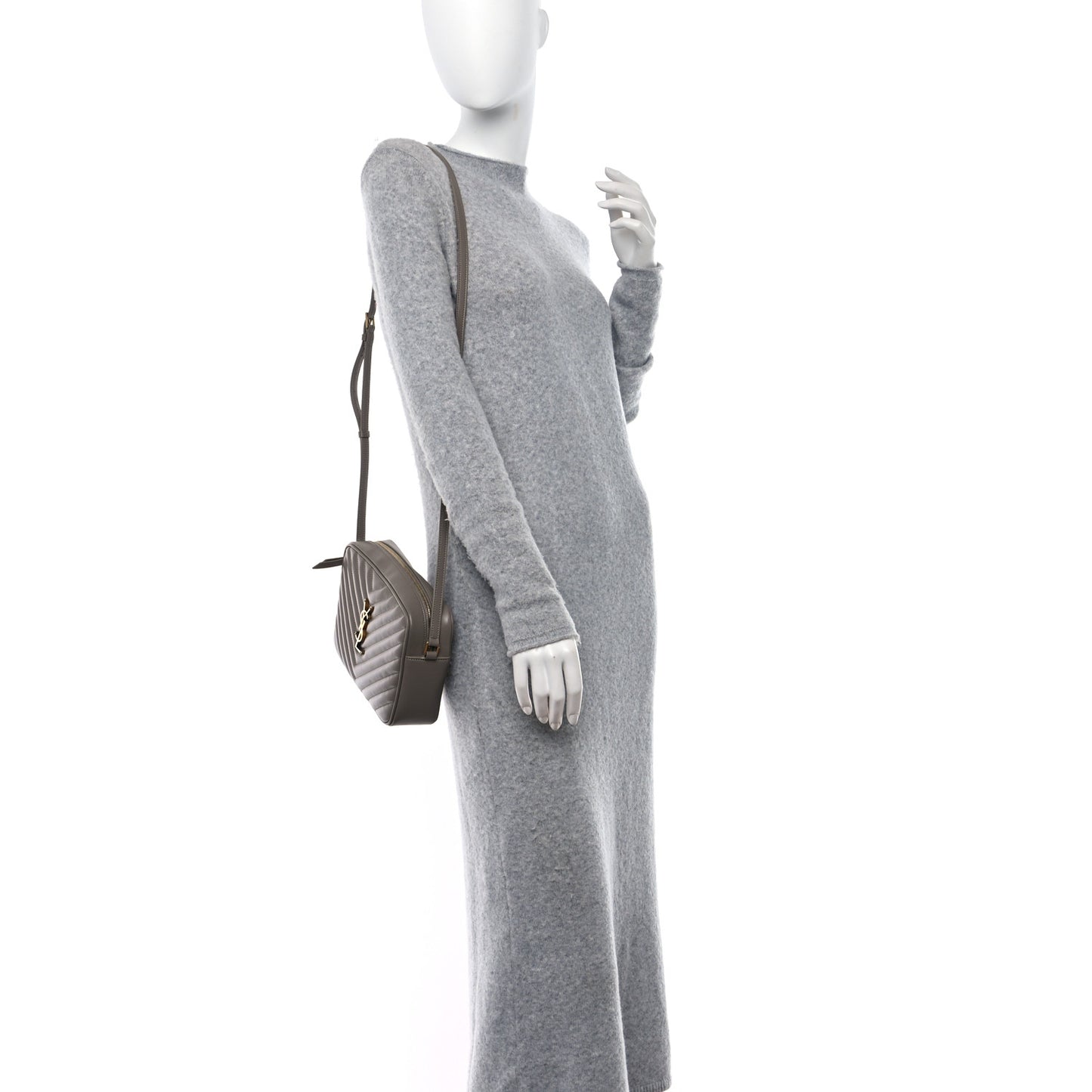 Calfskin Matelasse Monogram Lou Camera Bag Greyish Brown