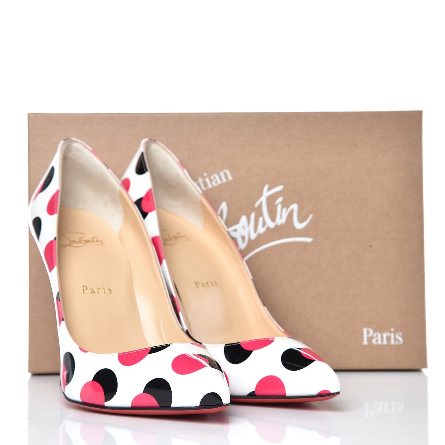 Patent Polka Dots Pigalle Follies 100 Pumps 39.5 White Bangal Rose